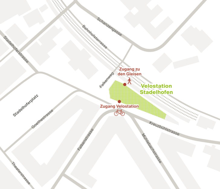 Zufahrtsplan Velostationen Stadelhofen